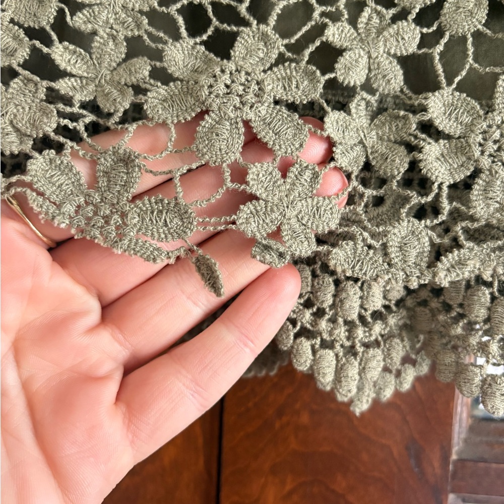 Free People Flower Field Mix Crochet Lace Green Floral Mini Skirt - Picture 6 of 6